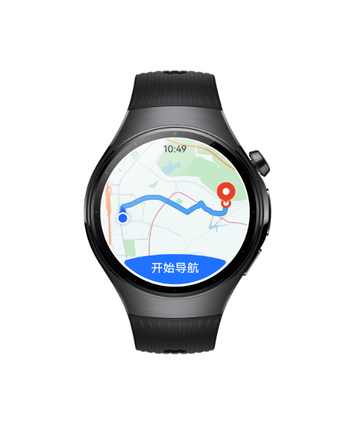 HUAWEI WATCH 5 的正面图，展示了手表可脱离手机独立导航的功能