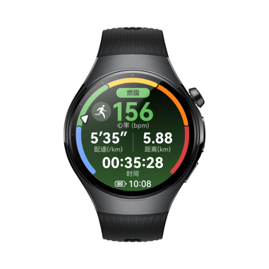 HUAWEI WATCH 5 的多种运动界面，展示了其有 100+ 的运动模式可供选择