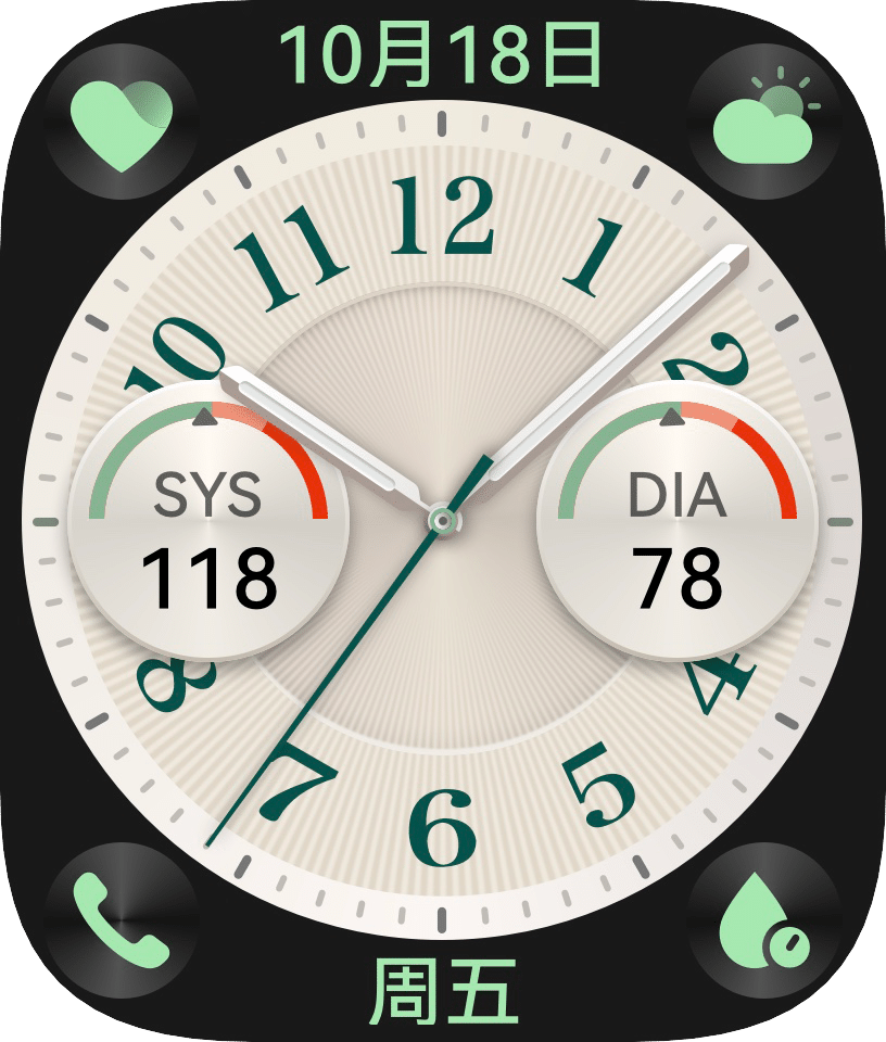  展现了HUAWEI WATCH D2 常规状态下的自定义表盘及熊猫表盘等
