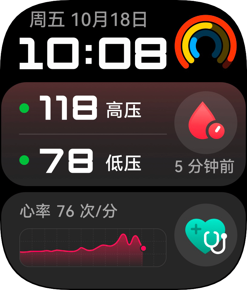  展现了HUAWEI WATCH D2 常规状态下的自定义表盘及熊猫表盘等