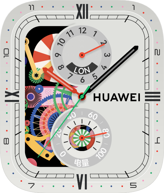  展现了 HUAWEI WATCH D2 常规情况下的自定义表盘