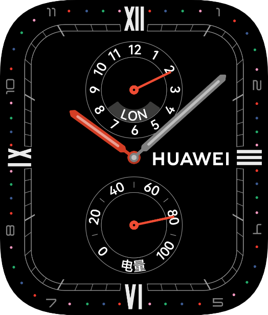  展现了 HUAWEI WATCH D2 熄屏状态下的自定义表盘