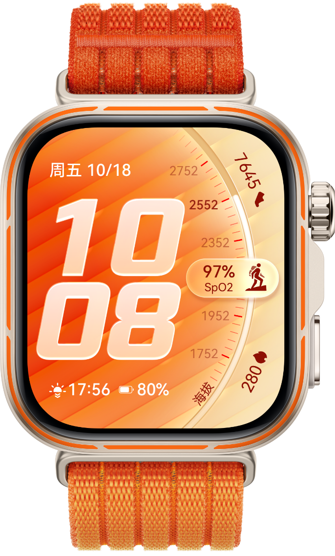 HUAWEI WATCH FIT 5 Pro 正视图，展示了手表的外观设计
