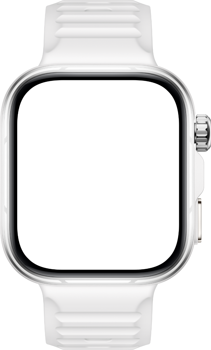 HUAWEI WATCH FIT 5 PRO 冰川白款正面视图，展示了微运动熊猫专属表盘