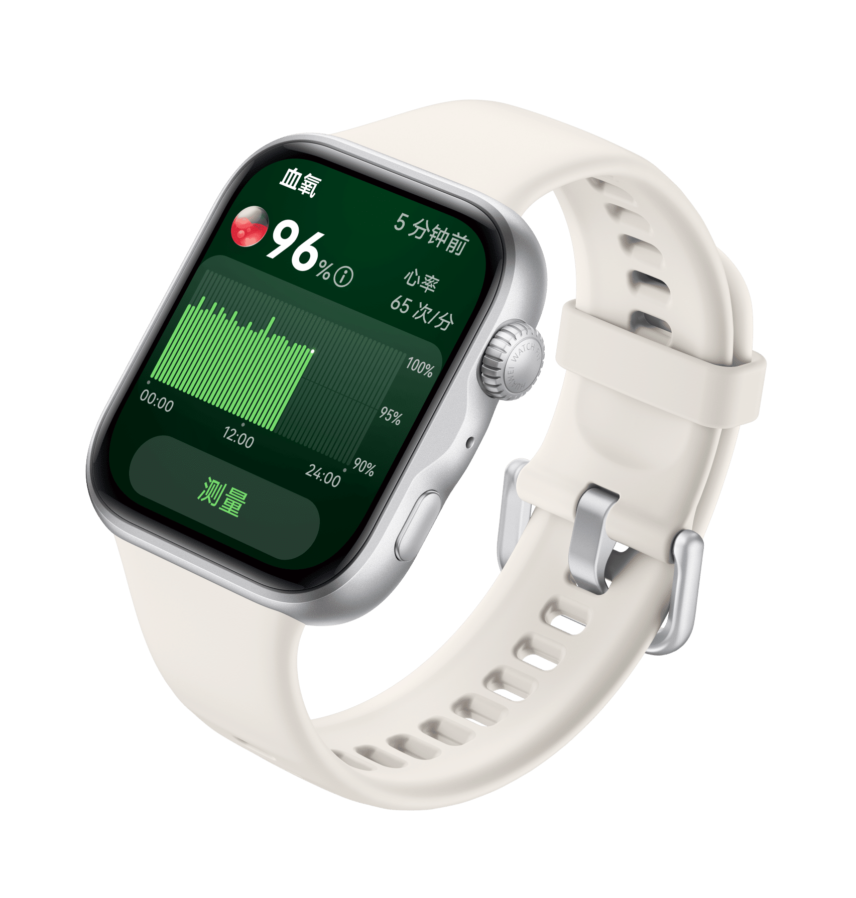 HUAWEI WATCH FIT 5 表盘显示血氧，展示了手表血氧监控功能