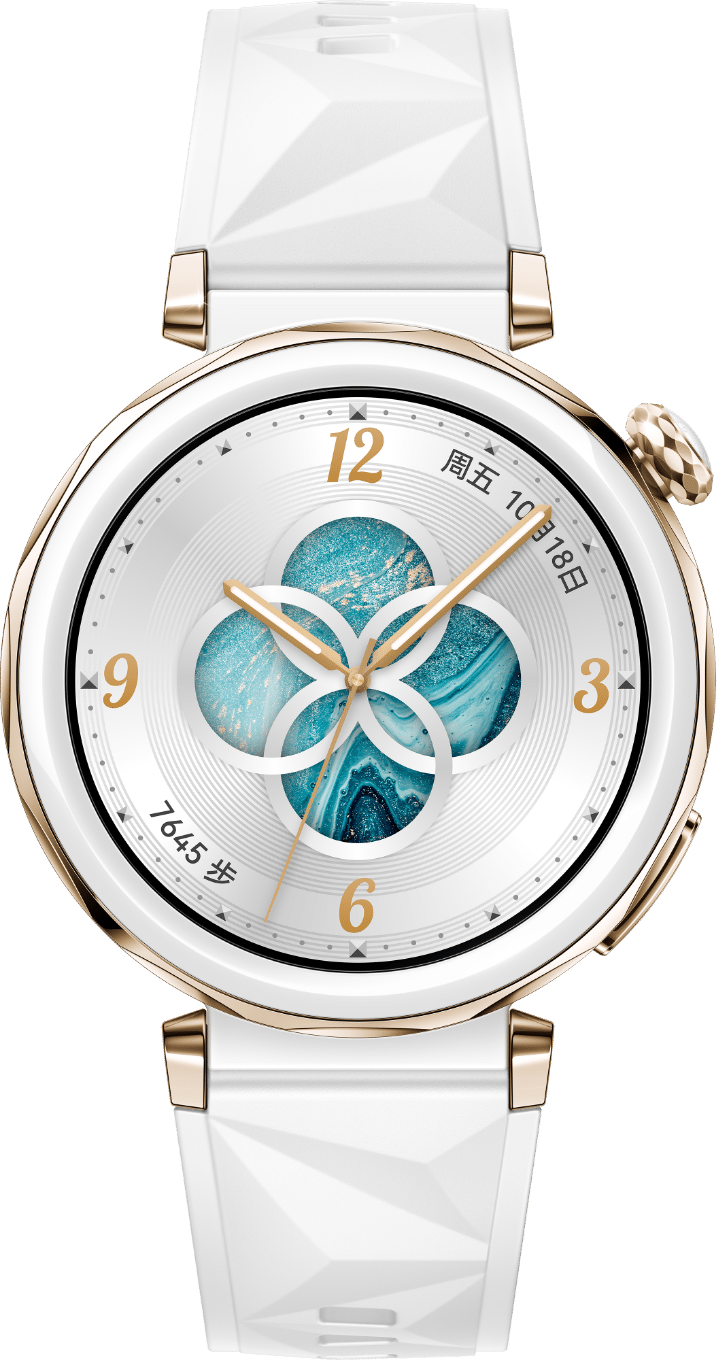 HUAWEI WATCH GT 5 Pro 42mm运动款的正面图与模特佩戴示意图