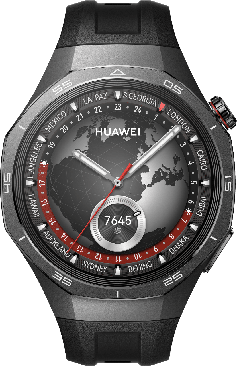 HUAWEI WATCH GT 5 Pro 46mm运动款的正面图与模特佩戴示意图