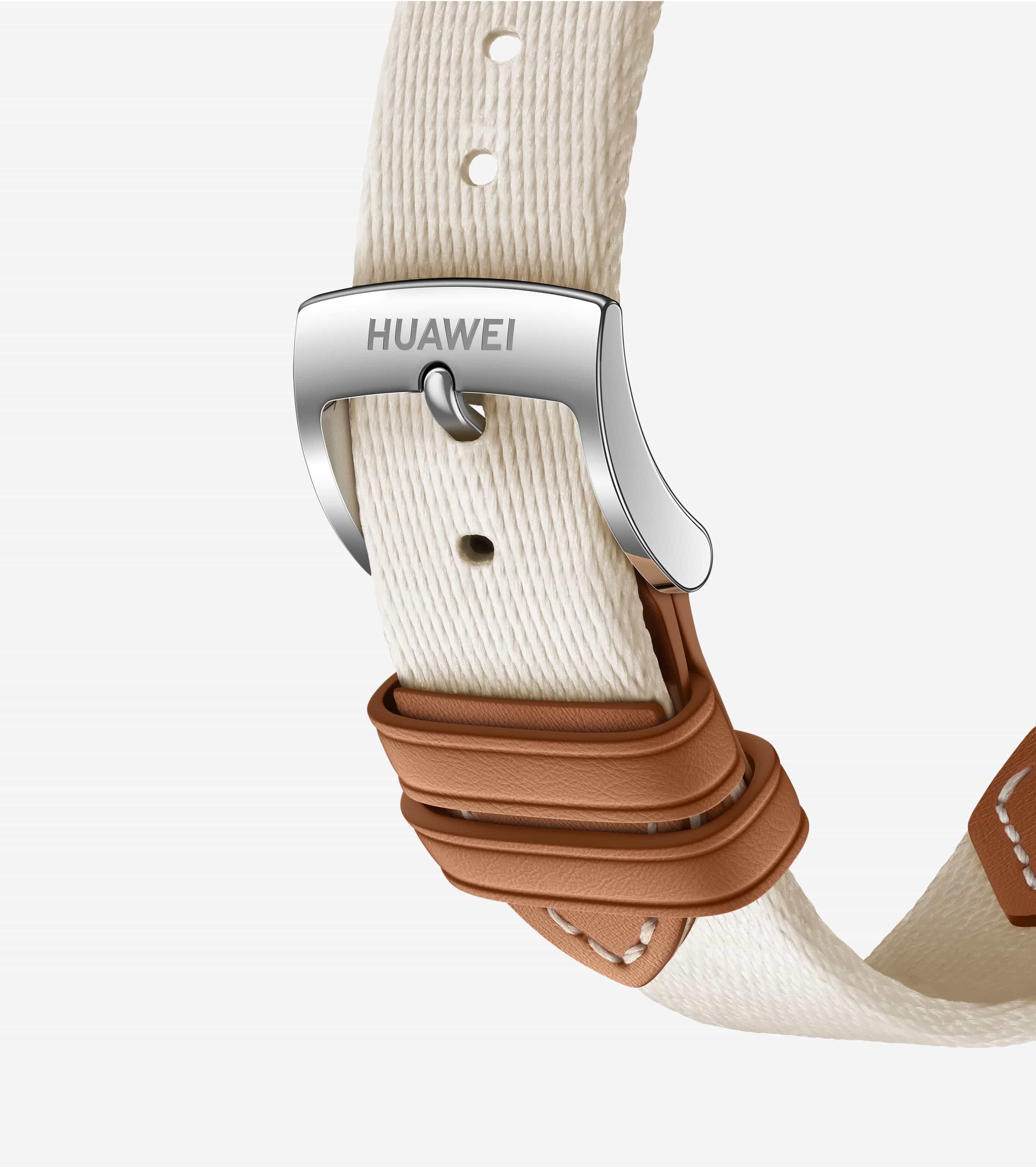 HUAWEI WATCH GT 5 41mm型号的表带,展示了皮质与编织款表带