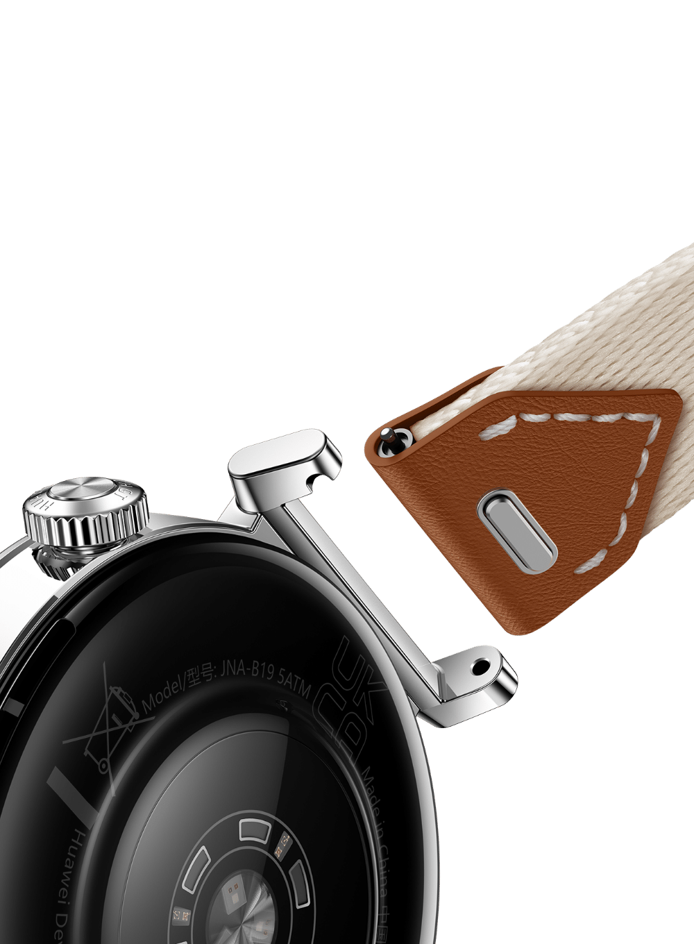 HUAWEI WATCH GT 5 快拆细节图,展现了HUAWEI WATCH GT 5 EasyFit表带的快拆功能