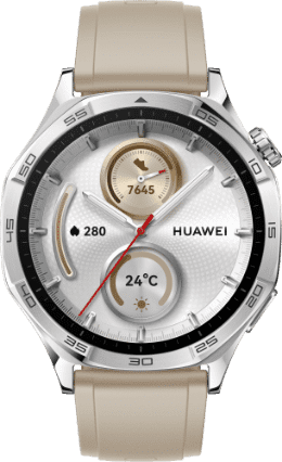 HUAWEI WATCH GT 5 46mm的型号,展示了幻夜黑、托帕蓝、苍山灰、砂砾棕的手表配色