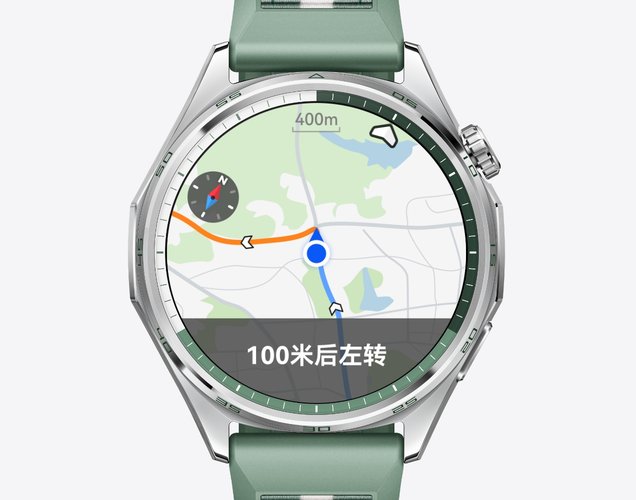 HUAWEI WATCH GT 6 正面图，展示了语音导航功能