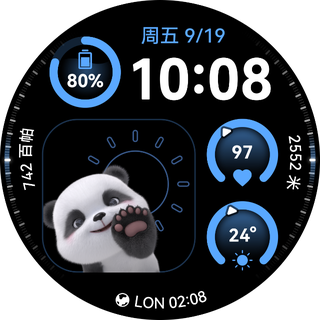 HUAWEI WATCH GT 6 显示图，展示了情绪健康 app 的萌宠动画