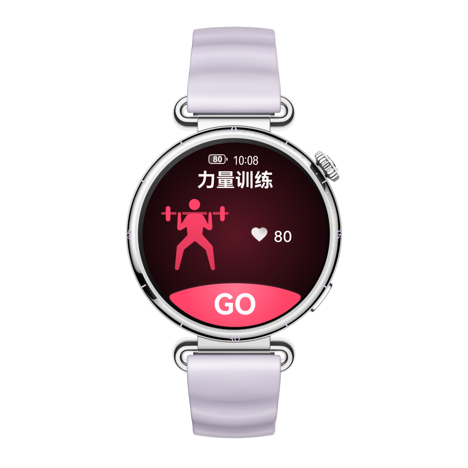 用户佩戴 HUAWEI WATCH GT 6，表盘上显示力量训练的运动数据，展示了其支持多种室内运动