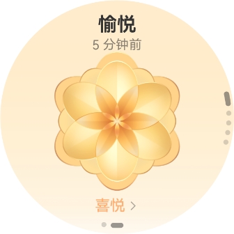 HUAWEI WATCH GT 6 表盘显示图，展示了愉悦情绪