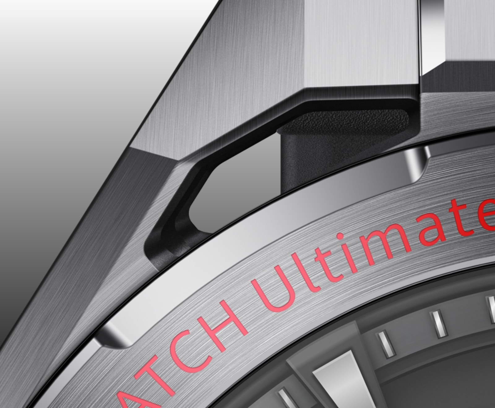 华为手表 Ultimate 2 的黑色款,展示了苍穹黑的手表配色以及对应适配的氟橡胶表带