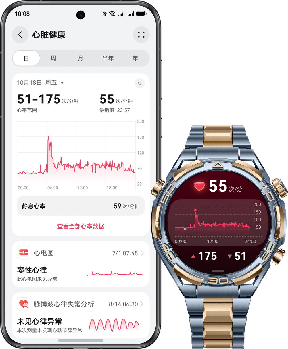 展示 HUAWEI WATCH ULTIMATE DESIGN 非凡大师的健康监测功能