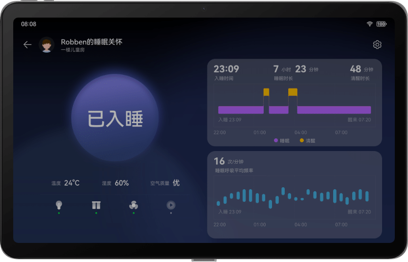 HUAWEI AI 康养传感器 睡眠情况报告