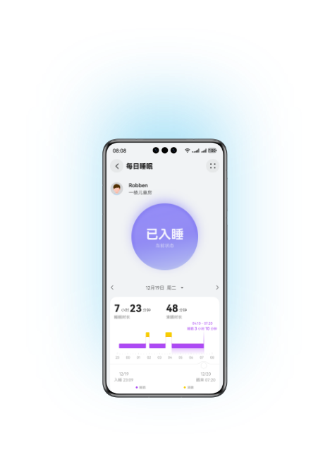 HUAWEI AI 康养传感器 睡眠情况报告