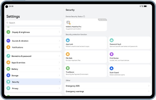 HarmonyOS 4 security center