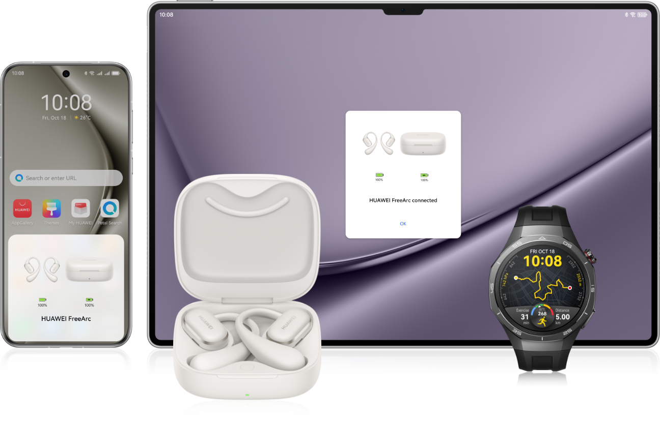 Connecting HUAWEI FreeArc to a phone and a pad