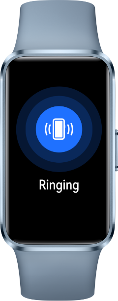 Blue HUAWEI Band 10 shows the corresponding "Find My Phone" screen, highlighting the device's ability to help locate a connected phone