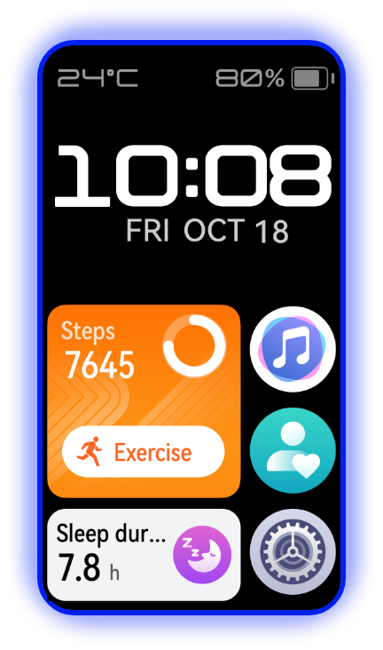 The dial loops on the black HUAWEI Band 10, showcasing the richness of the watch faces