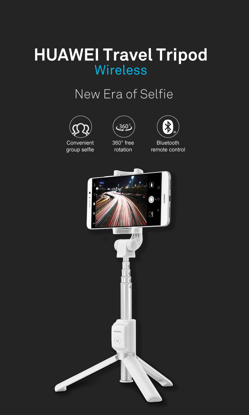 Genuine Huawei Tripod Selfie Stick AF14 Black 02452342 