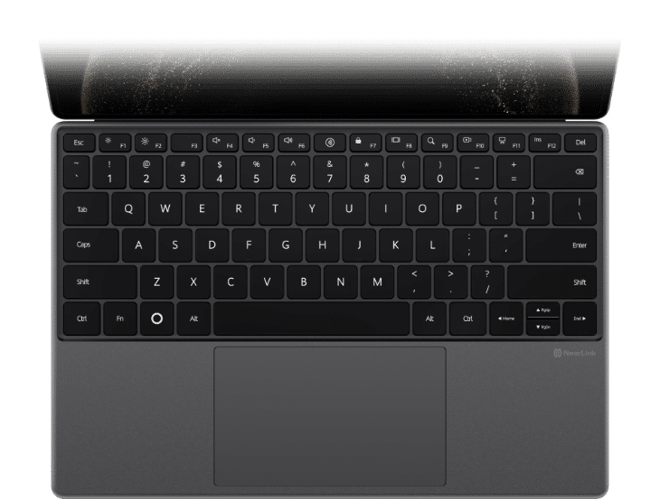 Keys, touch control area, and NearLink icon of HUAWEI Smart Magnetic Keyboard (Compatible with HUAWEI MatePad Pro 13.2-inch), showcasing the benefits brought by NearLink technology