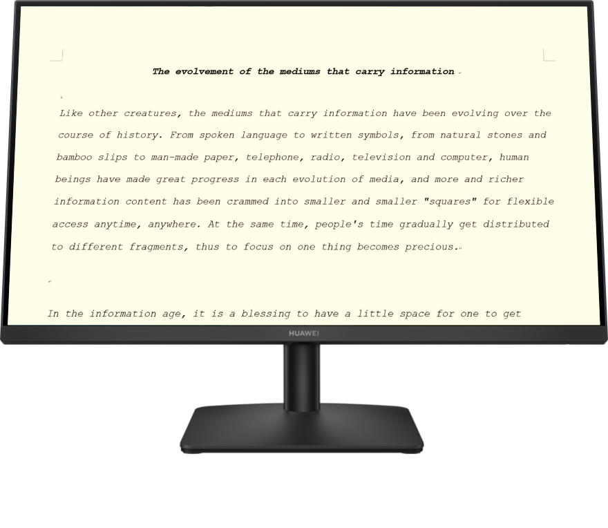 HUAWEI MateView SE 27'' QHD's interface showing two eBook modes