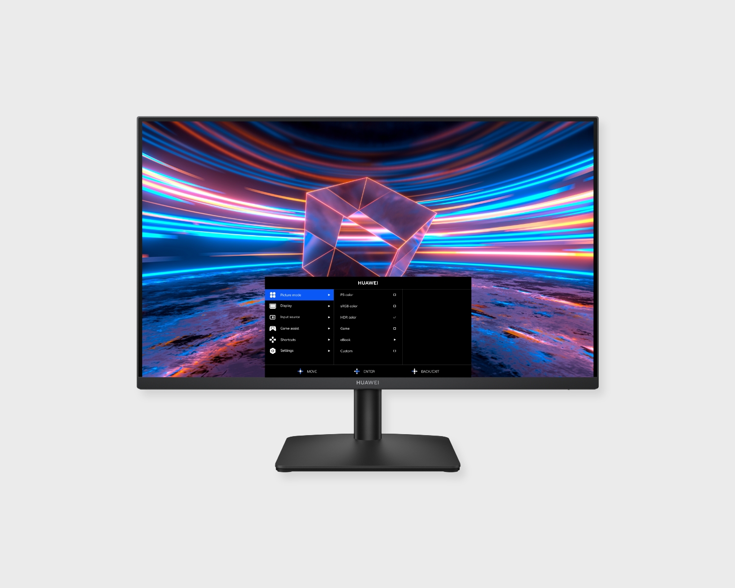 HUAWEI MateView SE 27'' QHD's interface showing HDR colour mode