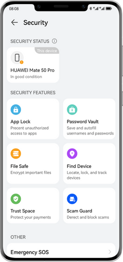 HUAWEI Mate 50 Pro Security Centre