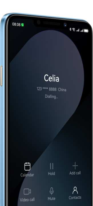 HUAWEI nova 14i front view with interface, show the quick calling function of X button