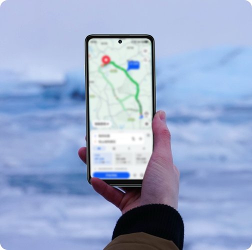 Huawei nova Y73 supports long battery life in low temperature. The user is using navigation in an extremely low temperature environment.