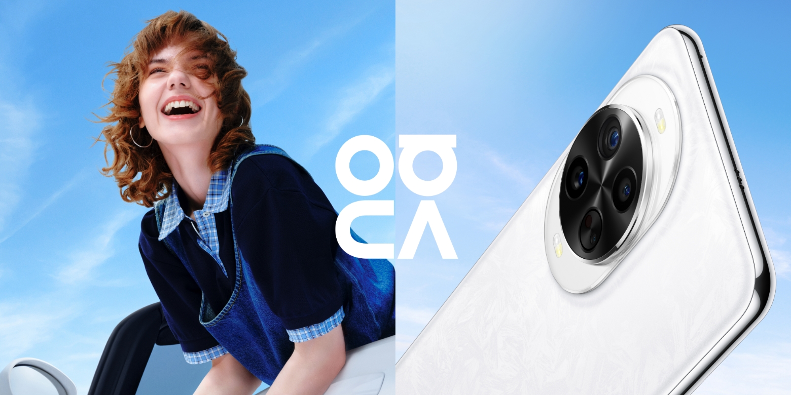 A male model holding a white HUAWEI nova 14 Pro