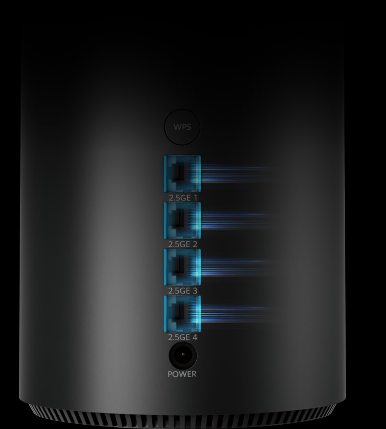 The product image of HUAWEI Mesh X1 Pro, highlight the four 2.5GE ports.