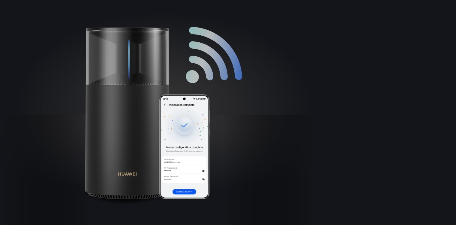 The creative shot of HUAWEI WiFi Mesh X1 Pro, showing the wifi visualization map and diagnosis.