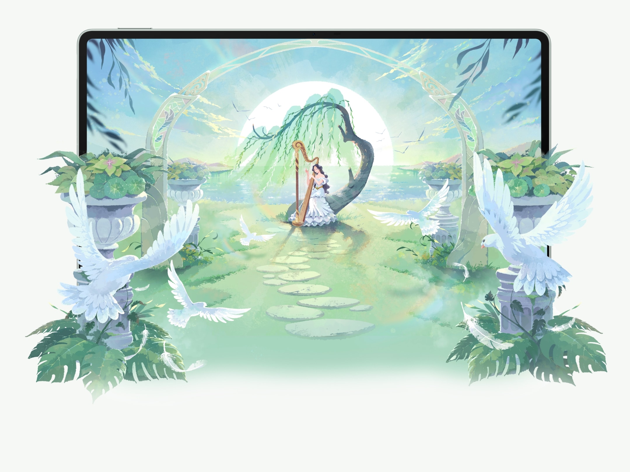 HUAWEI MatePad Pro 12.2-inch—a creative spring-themed artwork shown on the screen