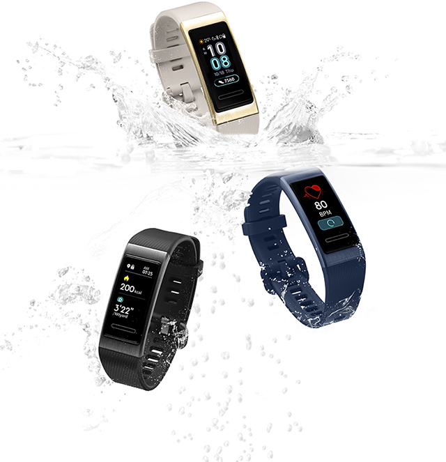 Huawei Band 3 Pro Fitness-Aktivitätstracker - gold Herzfrequenz,- und Schlafüberwachung eingebautes GPS, farbreiches Touch Display, 5 ATM wasserfest All-in-One Smart Armband 