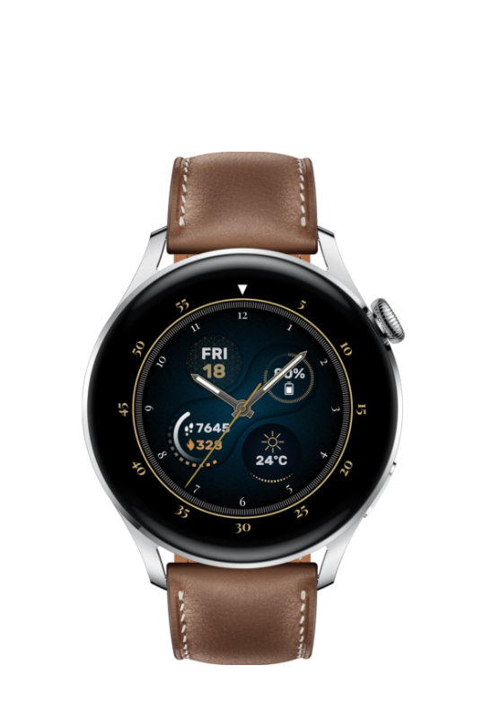 HUAWEI Watch 3 | Connected GPS Smartwatch with Sp02 and All-Day Health  Monitoring | 14 Days Battery Life - Brown Leather Strap