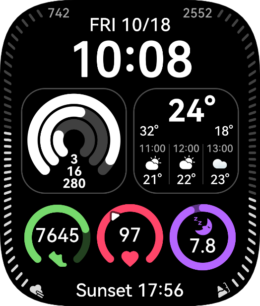 Shows the AOD watch face and panda watch face of HUAWEI WATCH D2 when the screen is off