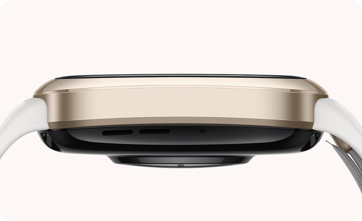 HUAWEI WATCH D2 gold side view showing gold case,crown,rotating crown