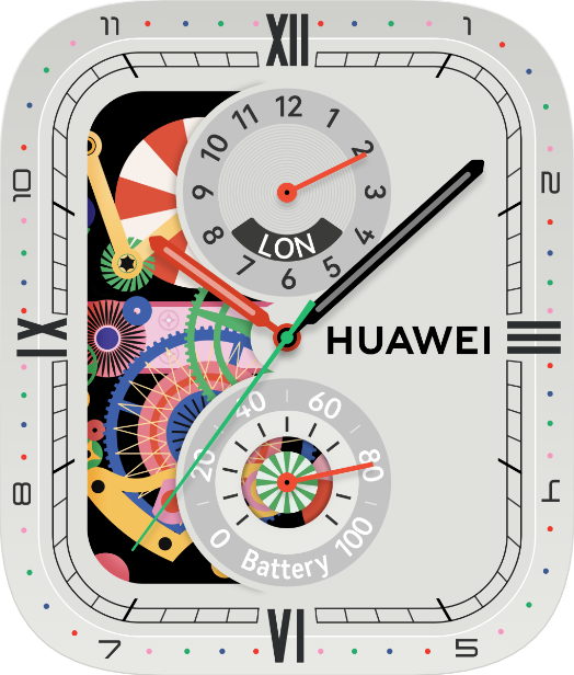 Shows the custom watch face,and panda watch face of HUAWEI WATCH D2 in normal state