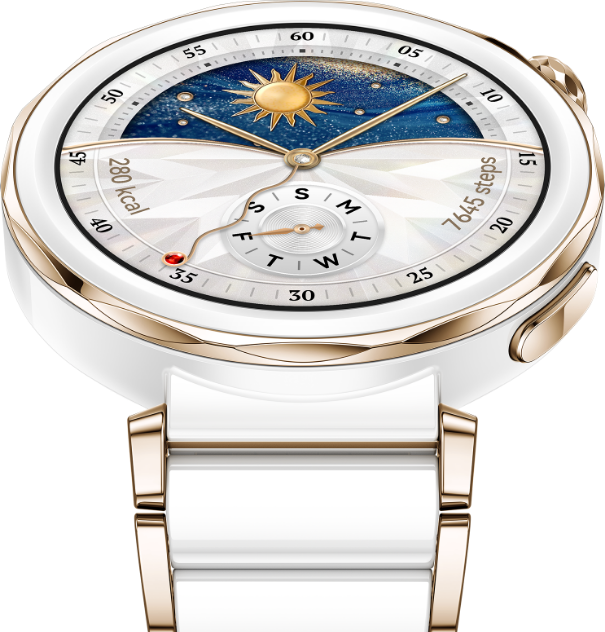 HUAWEI WATCH GT 5 Pro 42mm classic edition ceramic top view,display the lightweight and thinness 