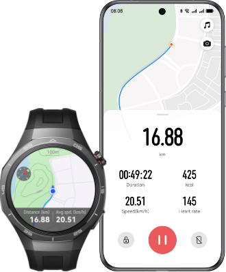 HUAWEI WATCH GT 5 Pro and Huawei phone with cycling data interface