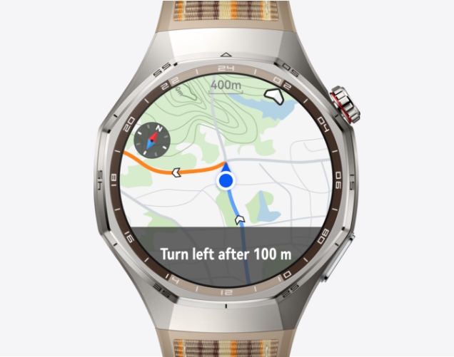 The front view of HUAWEI WATCH GT 6 Pro shows voice navigation function