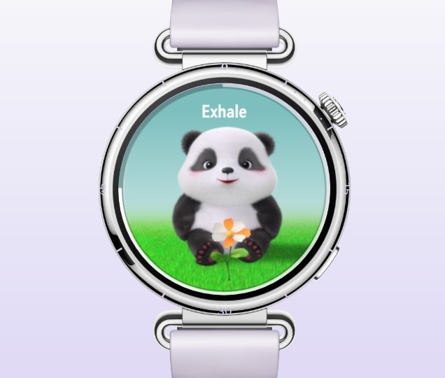 The panda on the dial of HUAWEI WATCH GT 6 demonstrates the function of virtual pets