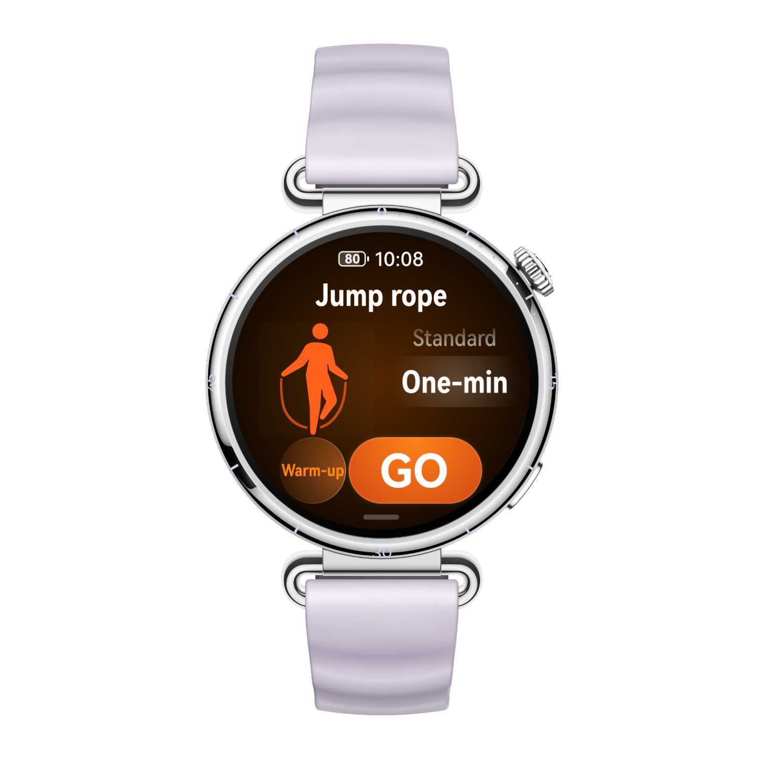 A user wearing HUAWEI WATCH GT 6 is skipping rope indoors, and the watch displays the skipping rope workout start interface