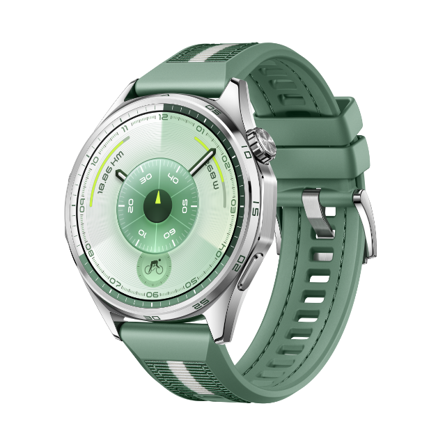 46mm HUAWEI WATCH GT 6 with green composite woven strap