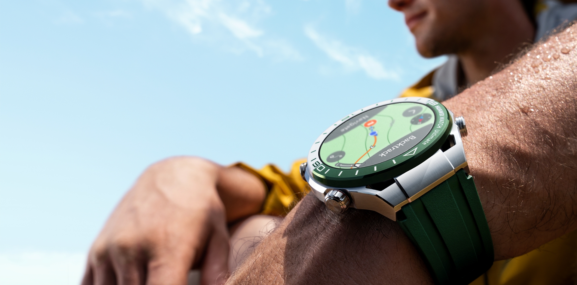 A man wearing HUAWEI WATCH Ultimate navigation