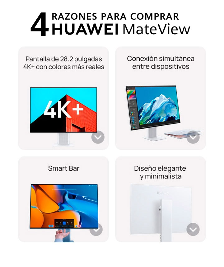 Huawei Mateview- Monitor de 28.2'', Resolución 3840 * 2560, Relación de  Aspecto 3:2, Blanco : : Electrónicos